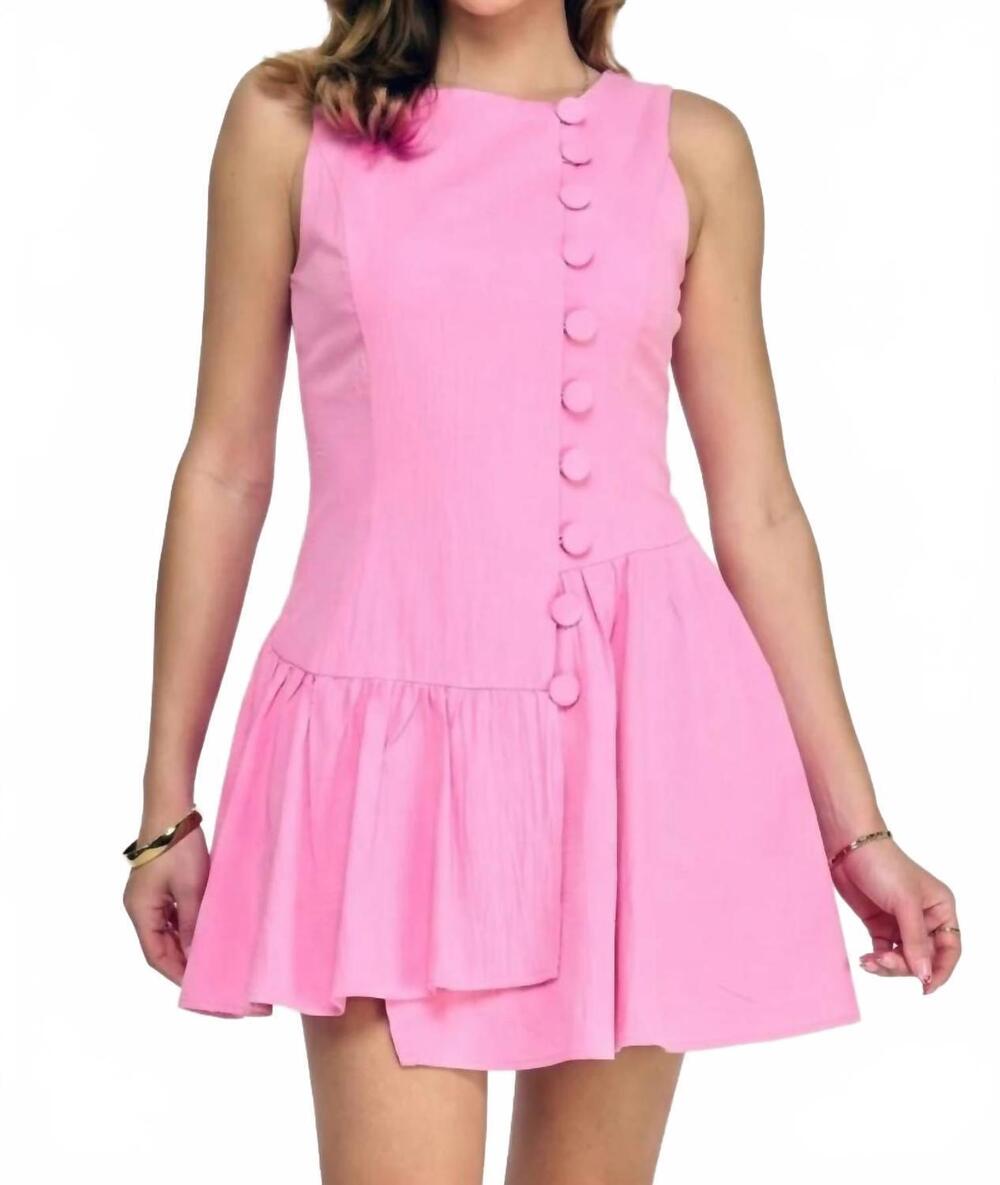 NEW MILK & HONEY lizbeth asymmetrical sleeveless dress in bubblegum pink